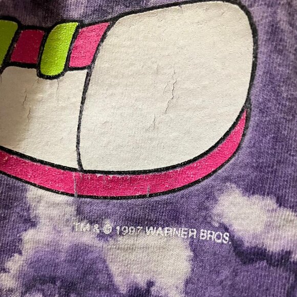 Vintage 1997 Women's Purple Tie Dye Looney Tunes Tweety Bird Clueless Size S/M - Picture 4 of 7